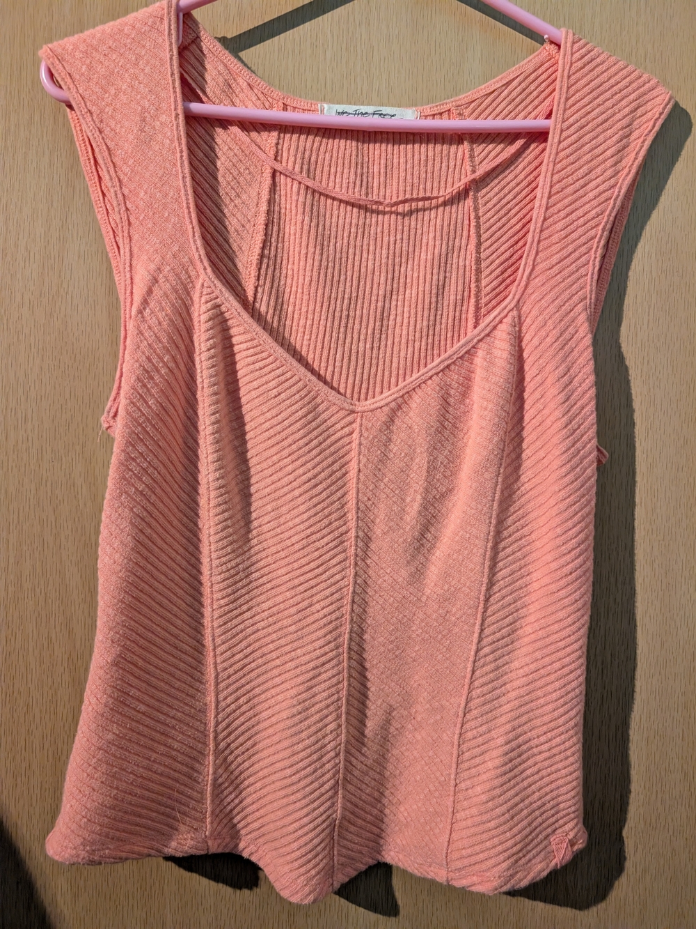 Free People/ We - Coral Ribbed V-Neck Tank